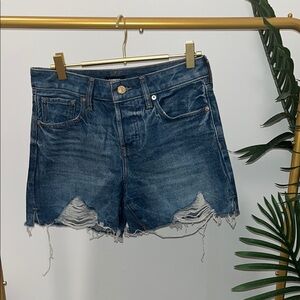 Denim Distressed  Mid-rise Women's Button fly Shorts